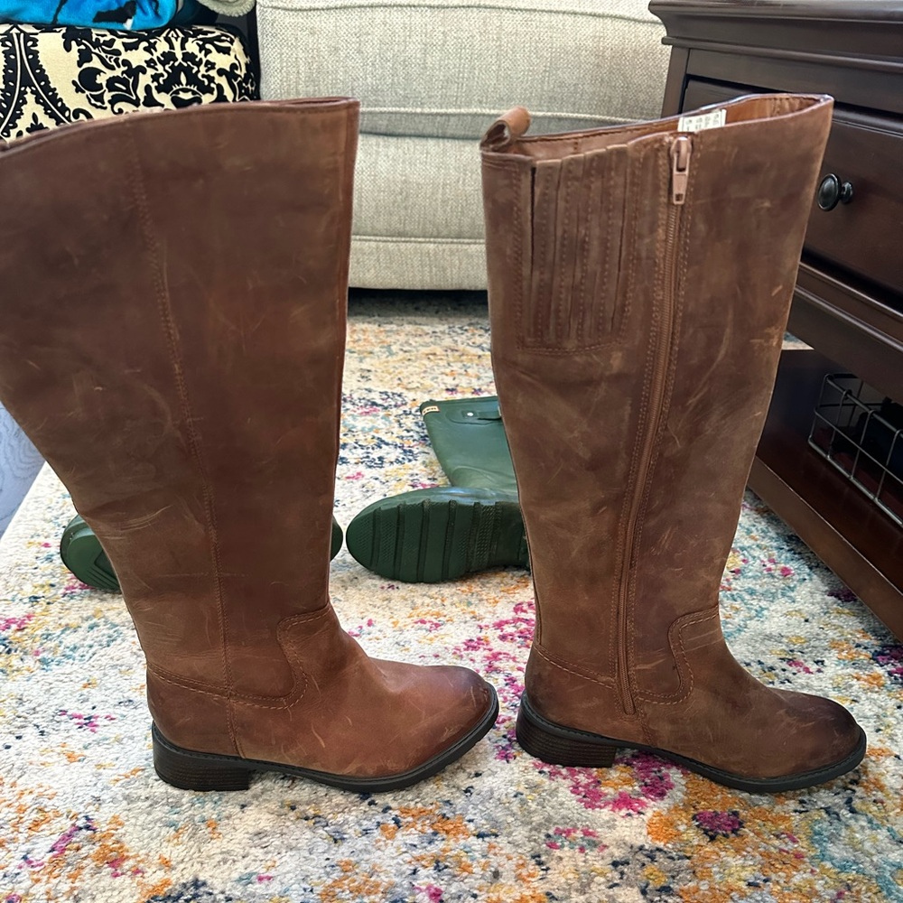 Clarks Swansea Glen Riding Boots, Tan Leather 6 1/2M NWT